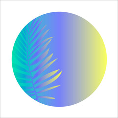 Gradient blue and yellow background. Tropical plants grow inside the neon forms. A new direction for your design. Vector 3D fantastic layout.