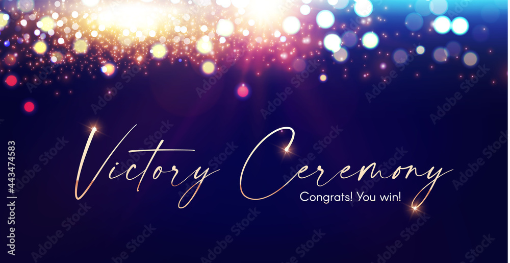 Wall mural victory abd award design. abstract shining background with bokeh effect.