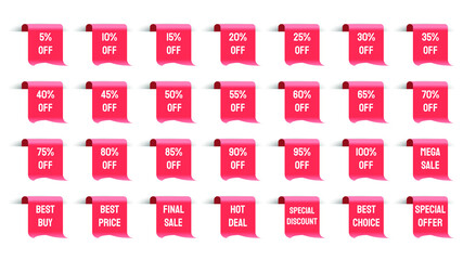 Set Tags Discount Promotional Templates Collection Stickers Vector Special Sale Label Best Price Offer Emblem Up To Elements Retail 