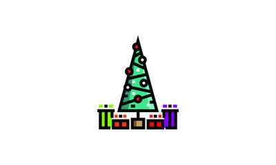 Fototapeta na wymiar Christmas Tree Vector christmas tree silhouette Isolated christmas tree icon with star 