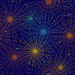 Vector, Seamless Image in The Form of Stylized Fireworks