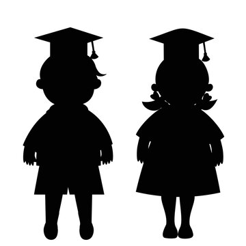 Silhouettes of students boy and girl