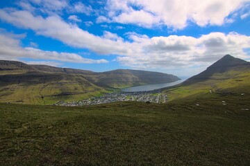 Panorama and Scenery of Klaksvik, the 2nd largest town on Faroe Islands