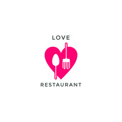 ILLUSTRATION SPOON AND SPORK, LOVE RESTAURANT LOGO DESIGN VECTOR FOR YOUR BUSINESS