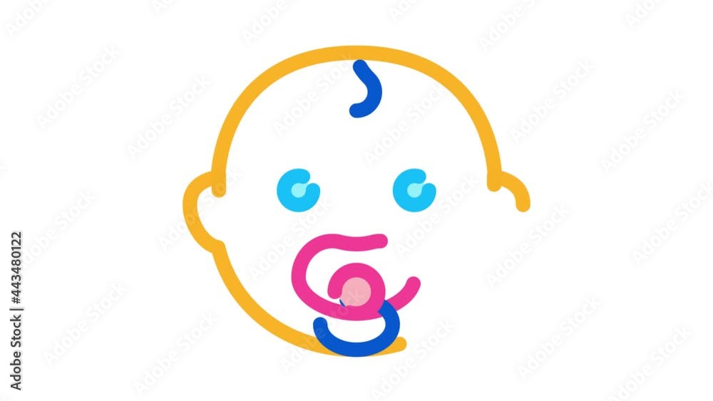 Poster Baby Child Head Icon Animation. color Baby Child Head animated icon on white background