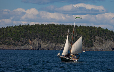 A sailboat sailing in Bar Harbor Maine 