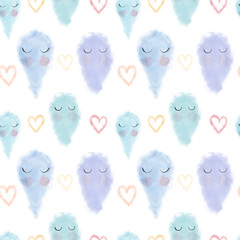 Cartoon water drops is on a white background with open eyes and a smile.