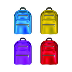 School bag vector realistic isolated on white backgrounds