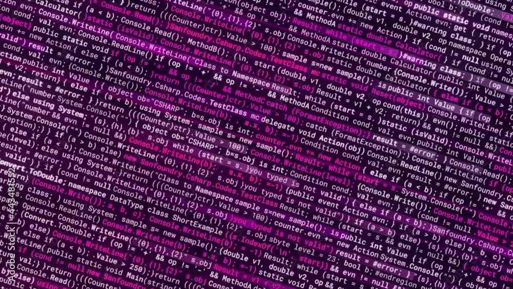 Poster abstract visualization of a virus spreading as a computer code, concept of digital security. animati
