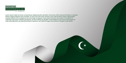Pakistan Independence Day design with flying pakistan flag. - obrazy, fototapety, plakaty