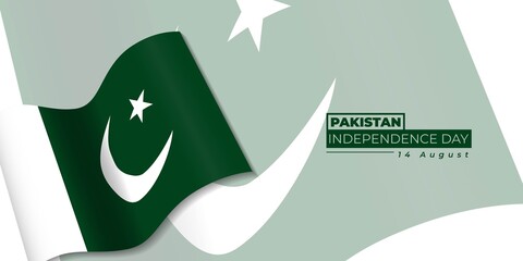 Pakistan Independence Day design with waving pakistan flag. - obrazy, fototapety, plakaty