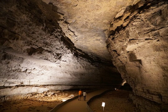 The large walking path inside of Mammoth Cave near Kentucky, U.S