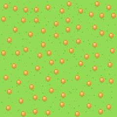 Grass pixel art background. Grass texture. Pixel art vector. Flower garden.