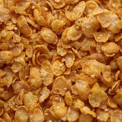 Flakes, close-up. Flakes with nuts. Ready-made dry breakfast.