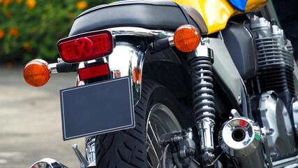 Motorbike part close up. Motorcycle bigbike part such as rear light break light and turn signal...