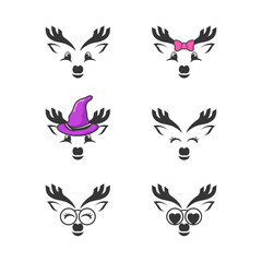 Cute reindeer face design vector template