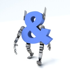 3D illustration of And symbol robot 