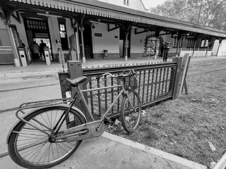 old bicycle in station
