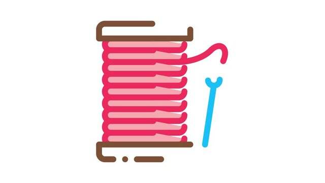 Needle Thread Icon Animation. color Needle Thread animated icon on white background