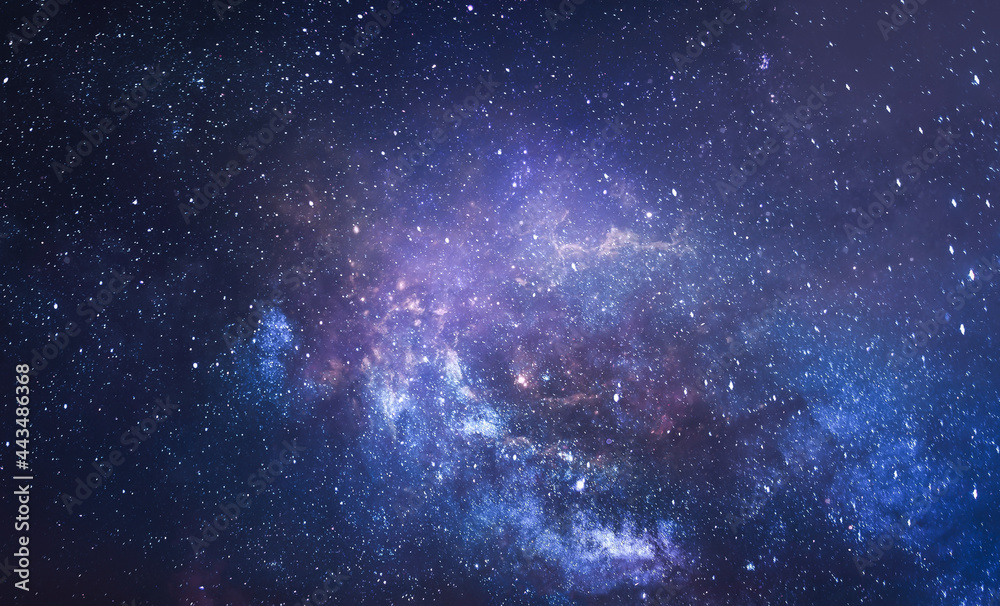 Poster night starry sky. galaxies and deep space. photo collage from earth. elements of this image furnishe