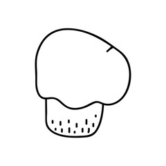 Single hand drawn mushroom for autumn decoration. Doodle vector illustration.