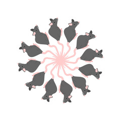 Rat king. plexus of mouse tails. vector illustration
