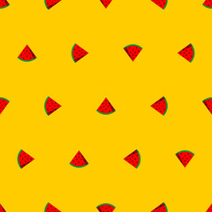 Slice of watermelon pattern seamless. Red melon background