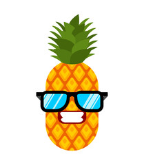 Pineapple cool with glasses isolated. vector illustration