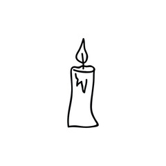 Single hand drawn aroma candle. Doodle vector illustration. Isolated on a white background. Goblincore style