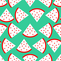 Slice of watermelon pattern seamless. Red melon background