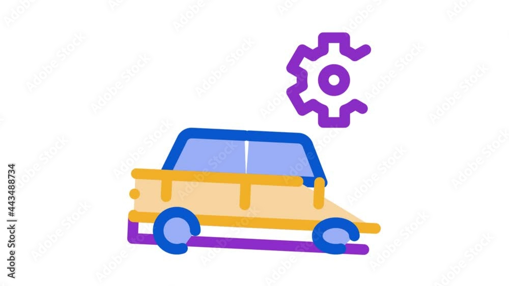 Canvas Prints Broken Car Gear Icon Animation. color Broken Car Gear animated icon on white background