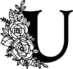 Monogram Svg, Monogram Alphabet Svg, Monogram Clipart, Flower Alphabet SVG, Letter SVG, Cricut, Silhouette Cut Files, Monogram vector, Monogram Alphabet vector, Monogram vector, Flower Alphabet vector