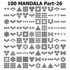 100 mandala art line vector doodle