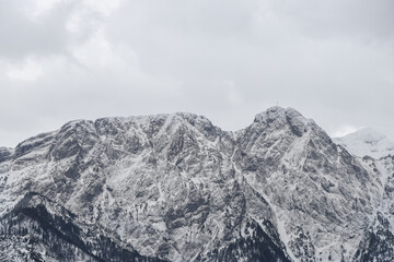 Fototapeta na wymiar Giewont Mountain covered with the snow,Tatra National Park, Poland