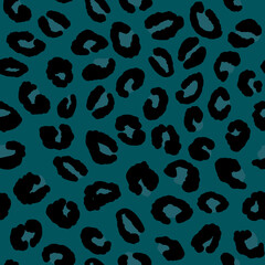 Abstract modern leopard seamless pattern. Animals trendy background. Green and black decorative vector stock illustration for print, card, postcard, fabric, textile. Modern ornament of stylized skin