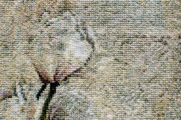 fragment of embroidered canvas, abstract background with texture