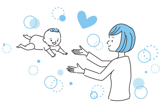 線画人物アイコン　不妊治療　妊活　赤ちゃんが来る