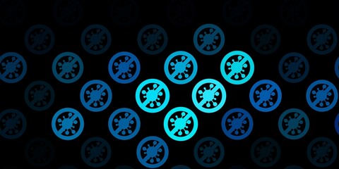 Dark BLUE vector pattern with coronavirus elements.