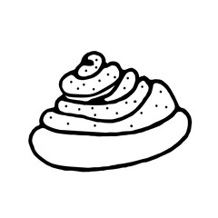 One cheesecake on a white background.Vector confectionery can be used in menus,textiles,and bakeries.