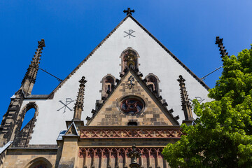 June 4, 2021 Leipzig, Germany. Thomaskirche St Thomas Church in Leipzig Germany where Johann Sebastian Bach worked as a Kapellmeister and the current location of his remains