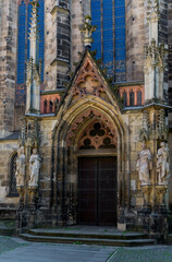 June 4, 2021 Leipzig, Germany. Thomaskirche St Thomas Church in Leipzig Germany where Johann Sebastian Bach worked as a Kapellmeister and the current location of his remains