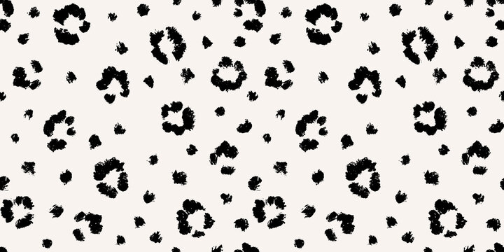 Leopard seamless pattern with brush stroke texture. Fashion stylish natural background. Vector animal skin print.