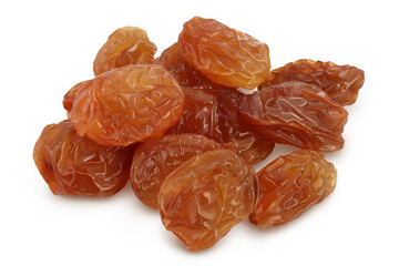 brown raisin isolated on white background with clipping path and full depth of field