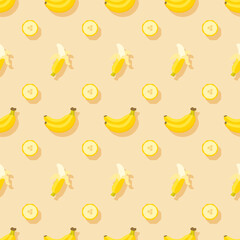 Bananas seamless pattern. Exotic background. Vector illustration.