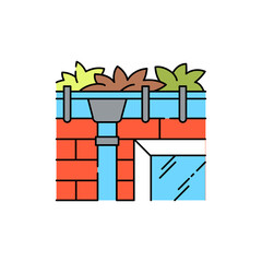 Gutter clearance olor line icon. Garden service.