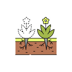 Weeding olor line icon. Garden service.