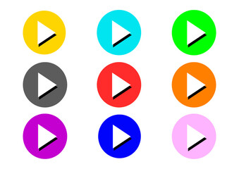 Multi Color Play Button Icon Circle. Arrow Logo. Video Audio Player Symbol. Start Button Illustration