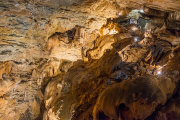 Fototapeta na wymiar Rock formations inside a natural cave