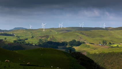 Wind turbines in Mid Wales