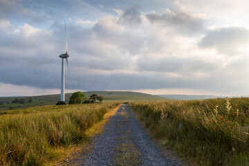 Wind turbines and a country track © leighton collins
